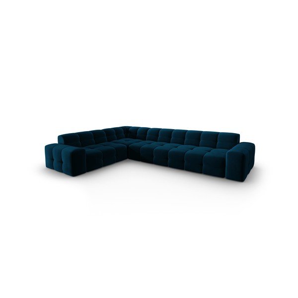 Tamsiai mėlyna aksominė kampinė sofa (kairysis kampas) Kendal - Micadoni Home-image-3