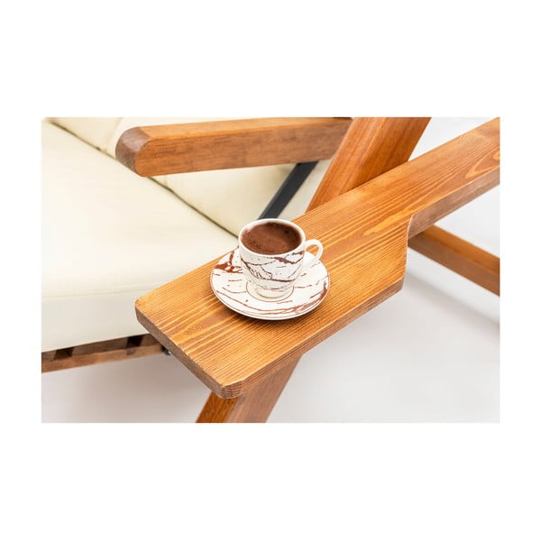 Medžio masyvo sodo supamasis suoliukas kreminės spalvos/natūralios spalvos Galata – Floriane Garden-image-4