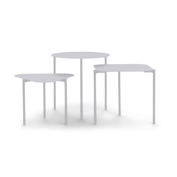 Apvalios formos šoniniai stalai iš metalo 3 vnt. 46.5x46.5 cm Do-Re-Mi – Spinder Design