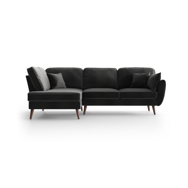 Pilka aksominė kampinė sofa My Pop Design Auteuil, kairysis kampas
