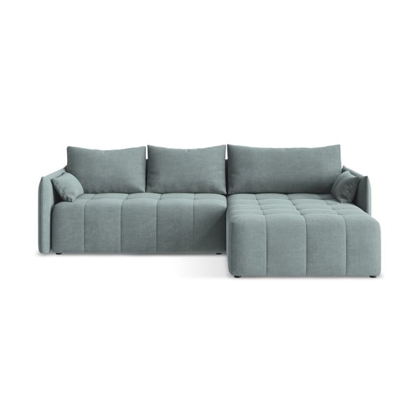 Mėlynos spalvos sulankstoma/su sandėliavimo vieta kampinė sofa (su dešiniuoju kampu/su gultu) Moku – Makamii