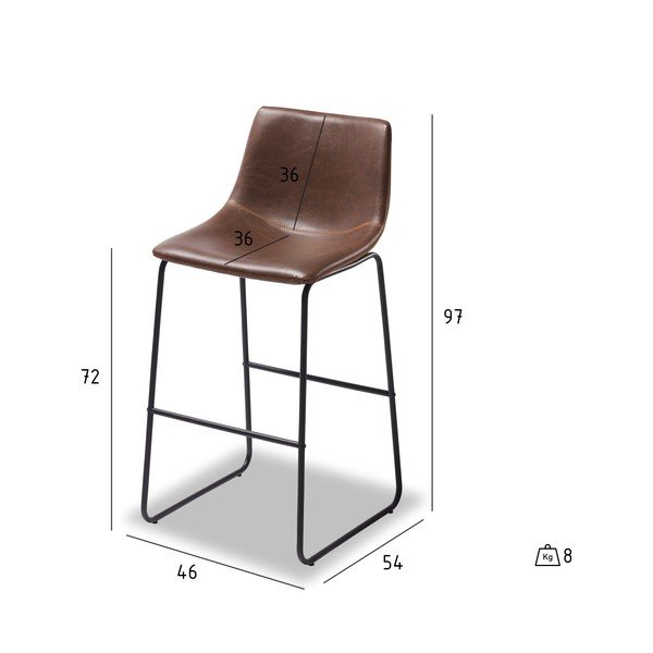 2 tamsiai rudų baro kėdžių rinkinys Furnhouse Indiana-image-1