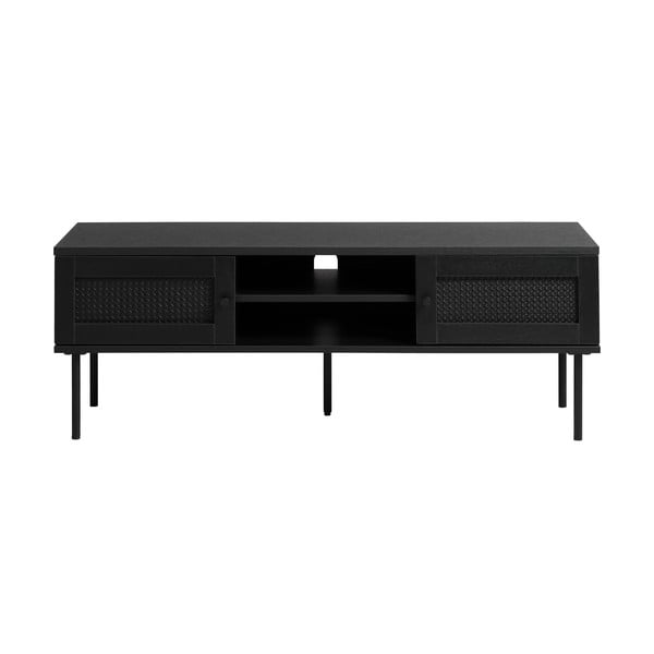 Juodos spalvos ąžuolinis TV staliukas 120x43 cm Pensacola - Unique Furniture