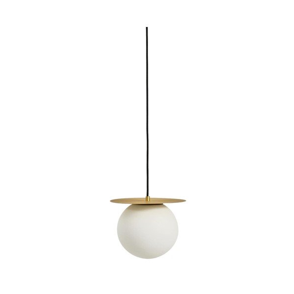 Baltos spalvos/auksinės spalvos iš metalo kabantis šviestuvas ø 25 cm su stiklo gaubtu Brisia – Kave Home