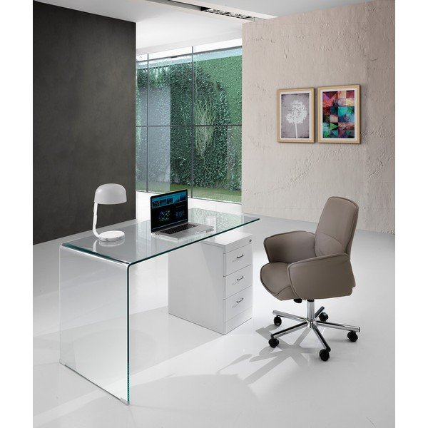 Rašomasis stalas su stikliniu stalviršiu 65x125 cm Bow – Tomasucci-image-4