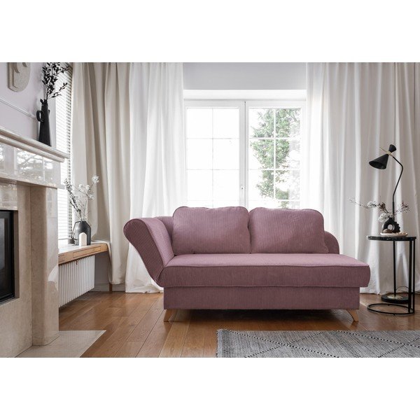 Pilkai rožinės spalvos iš kordinio velveto gultas (su kairiuoju kampu) Chic Charlotte – Miuform-image-1