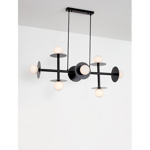 Baltos spalvos/juodos spalvos iš metalo kabantis šviestuvas su stiklo gaubtu Pielo – Nova Luce-image-4