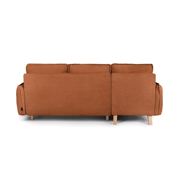 Sulankstoma (kintama) kampinė sofa oranžinės spalvos iš kordinio velveto Tori – Bonami Selection-image-3