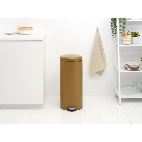 Žalvario spalvos iš plieno šiukšliadėžė su pedalu 30 l NewIcon – Brabantia-image-1