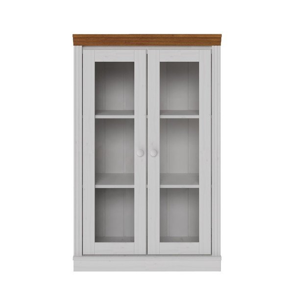 Baltos spalvos/gintarinės spalvos iš pušies masyvo vitrina 74x118x35 cm Anita – Støraa
