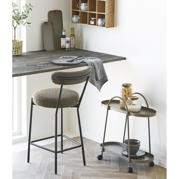 Rudos spalvos iš audinio baro taburetė (sėdynės aukštis 65 cm) Badalona – House Nordic-image-1