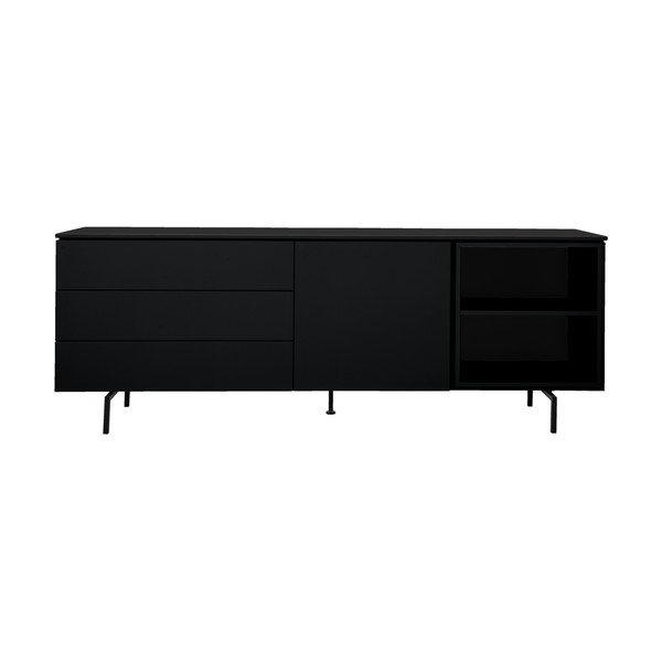 Žema šoninė spintelė juodos spalvos 210x76 cm Plain – Tenzo