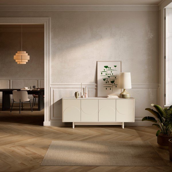 Kreminės spalvos šoninė spintelė 180x75x40 cm Solei – MOME-image-1
