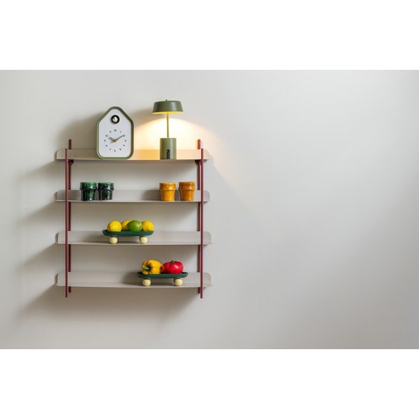 Bordo spalvos/pilkos spalvos iš metalo kelių aukštų sieninė lentyna 60 cm Reina Cuatro – PT LIVING-image-1