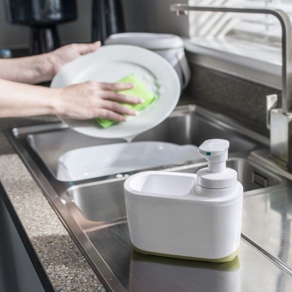 Baltos ir žalios spalvos Addis muilo dozatorius-image-3