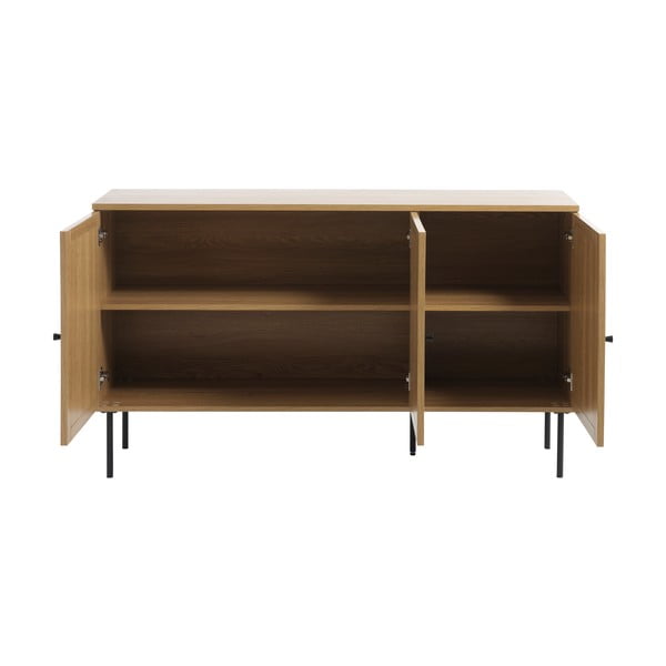 Žema šoninė spintelė natūralios spalvos iš ąžuolo 140x80 cm Pensacola – Unique Furniture-image-2