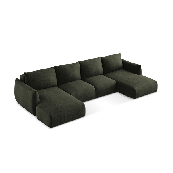 Žalios spalvos sulankstoma kampinė sofa („U“ formos) Leila – Makamii-image-4