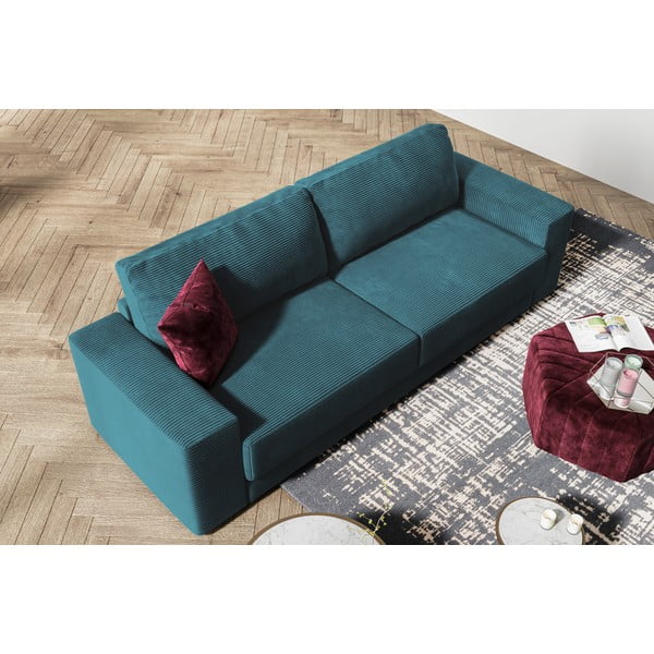 Iš kordinio velveto sulankstoma sofa turkio spalvos 250 cm Donatella – Milo Casa-image-1