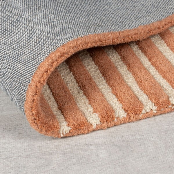 Rankų darbo terakotos spalvos iš vilnos kilimas 150x240 cm Lozenge Terracotta – Flair Rugs-image-3