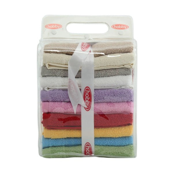 10 vaivorykštės spalvų rankšluosčių rinkinys, 30 x 50 cm-image-1