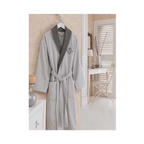 Šviesiai pilkas chalatas Greg, M/L dydis-image-1