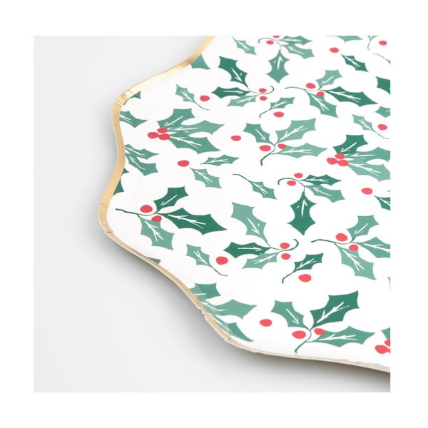 Iš popieriaus vienkartinės lėkštės 8 vnt. Holly Pattern – Meri Meri-image-1