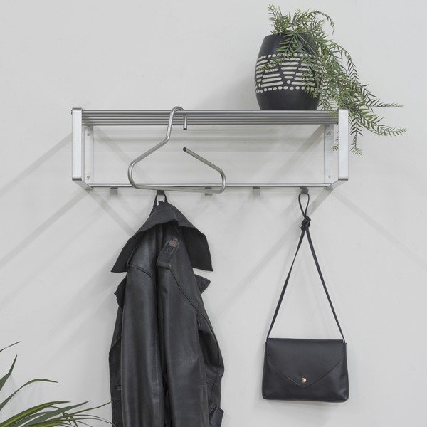 Sidabrinės spalvos iš metalo sieninė lentyna su lentyna 70 cm Rex – Spinder Design-image-1