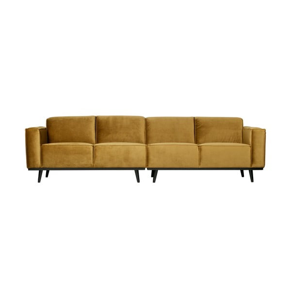 Geltona aksominė keturių vietų sofa BePureHome Statement, 280 cm
