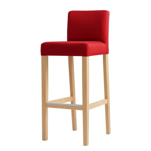 Raudona baro kėdė su natūraliomis kojomis Individualizuota forma Wilton