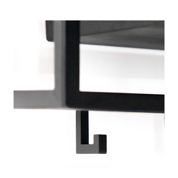 Juodos spalvos iš ąžuolo masyvo sieninė lentyna su lentyna 78 cm School – Spinder Design-image-3