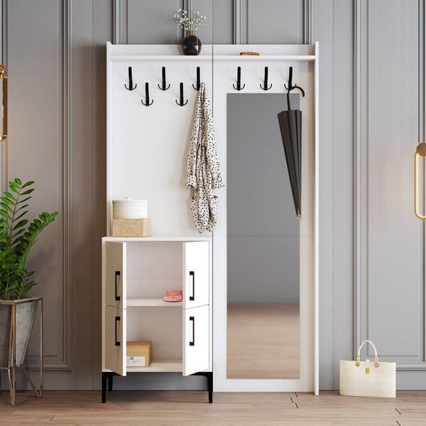 Baltas prieškambario komplektas Berlin - Kalune Design-image-3