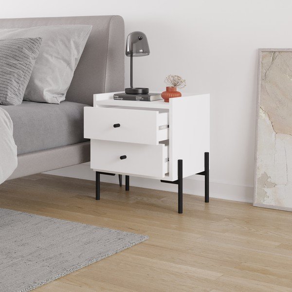 Naktinis staliukas baltos spalvos Mayra – Marckeric-image-1