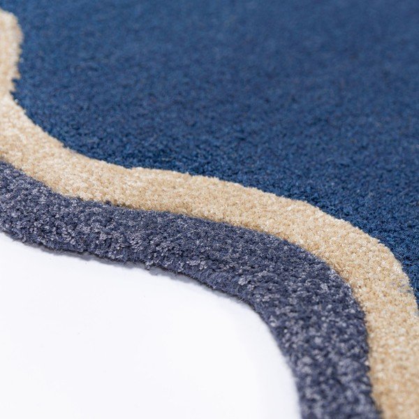 Rankų darbo tamsiai mėlynos spalvos iš vilnos mišinio kilimas 160x230 cm Rivo Wool – Flair Rugs-image-4