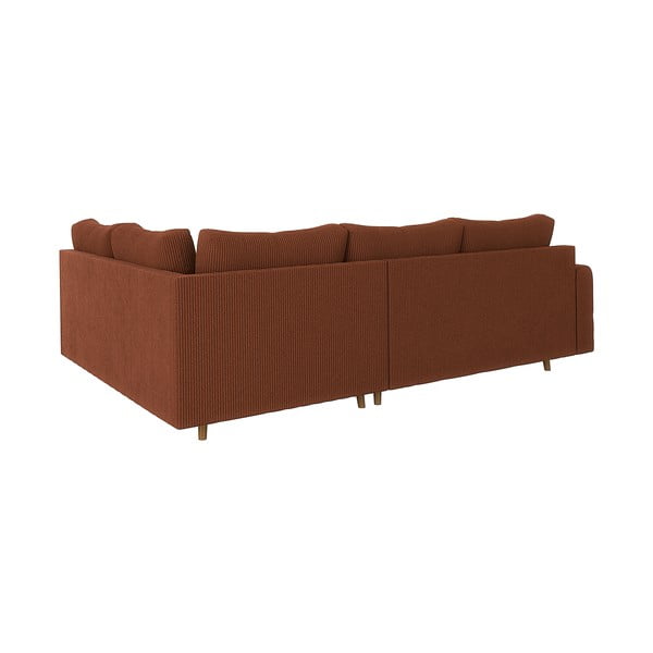 Raudonos plytų spalvos iš kordinio velveto kampinė sofa (su dešiniuoju kampu) Ariella – Ropez-image-2