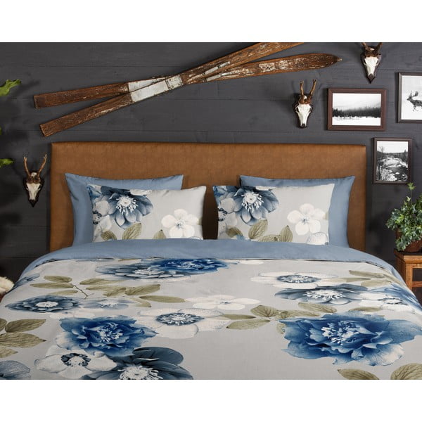 Iš flanelės dvigulė/itin ilga patalynė mėlynos spalvos/pilkos spalvos 200x220 cm Gabin – Good Morning-image-3