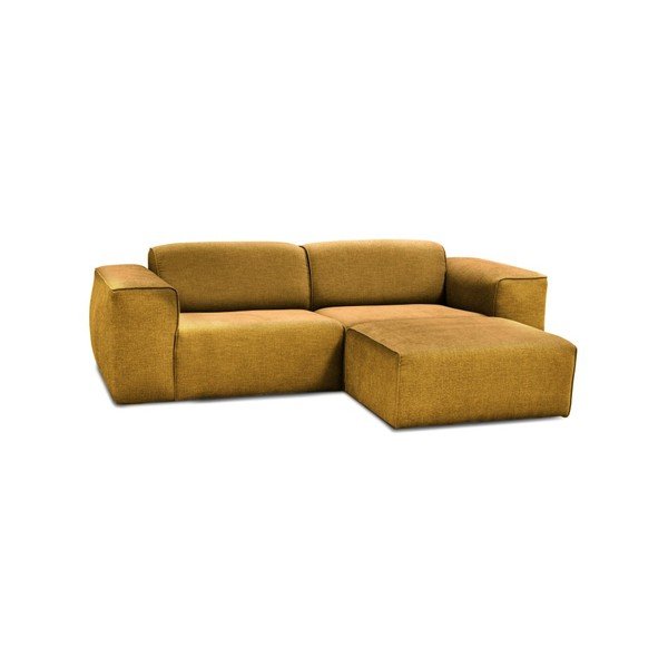 Geltonos spalvos trijų vietų sofa su pufu Cosmopolitan Design Phoenix-image-1