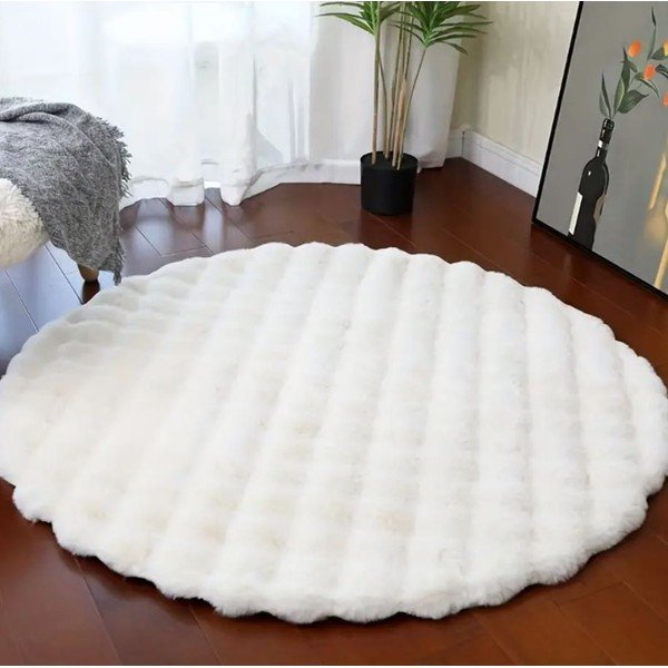 Skalbiamas apvalios formos kilimas baltos spalvos ø 80 cm Bubble White – Mila Home-image-3
