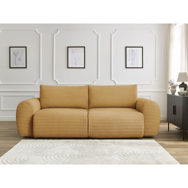 Iš kordinio velveto sulankstoma sofa garstyčių spalvos 257 cm Lucien – Bobochic Paris-image-1