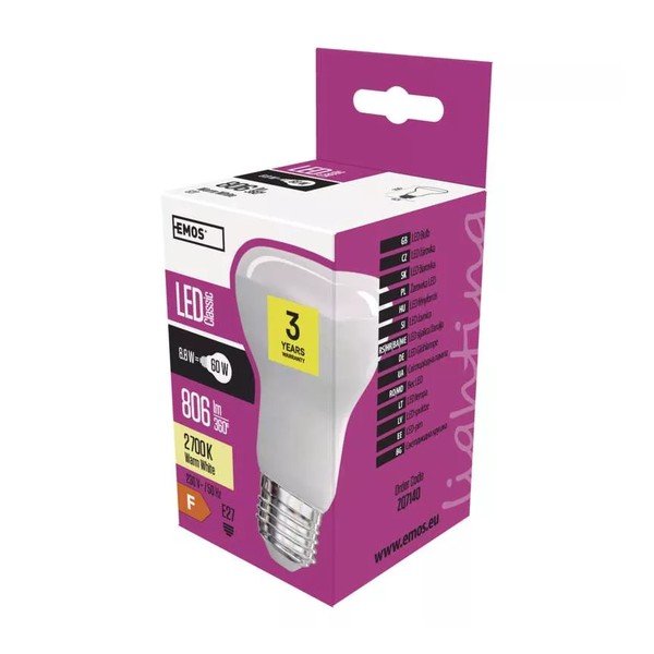 Šilta LED lemputė 9 W E27, – EMOS-image-1