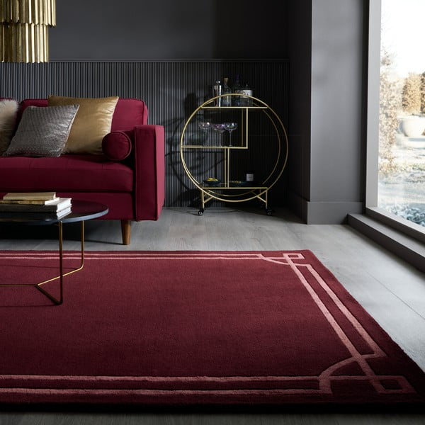 Rankų darbo bordo spalvos iš vilnos kilimas 120x170 cm Gatsby – Flair Rugs-image-1