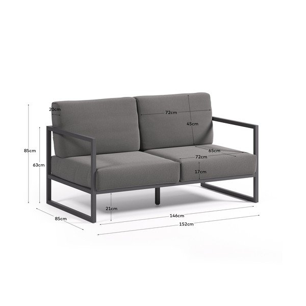Tamsiai pilkos spalvos iš aliuminio sodo sofa Comova – Kave Home-image-2