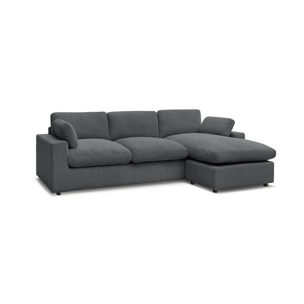 Tamsiai pilkos spalvos kampinė sofa iš kordinio velveto Belair – Bobochic Paris-image-2