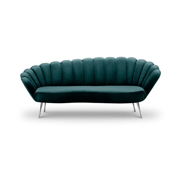 Tamsios turkio spalvos aksominė asimetriška sofa Interieurs 86 Varenne, 224 cm