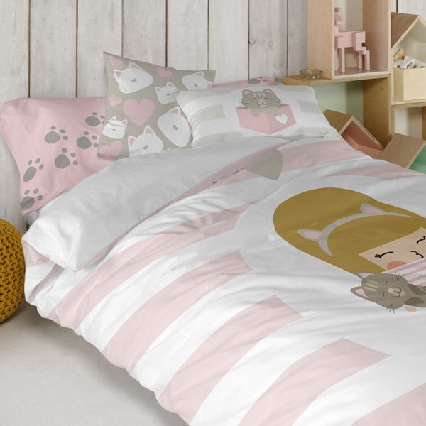 Grynos medvilnės užvalkalas "Happynois Kitty", 50 x 30 cm-image-1