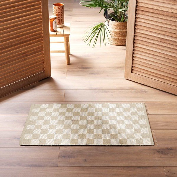 Skalbiamas natūralios spalvos iš medvilnės mišinio kilimas 50x80 cm Jenna – douceur d'intérieur-image-1