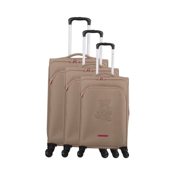 3 smėlio spalvos bagažo ant 4 ratukų rinkinys Lulucastagnette Emilia