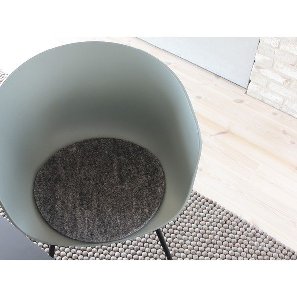 Antracito spalvos vilnos veltinis Wooldot Felt kėdės pagalvėlė, ⌀ 40 cm-image-2