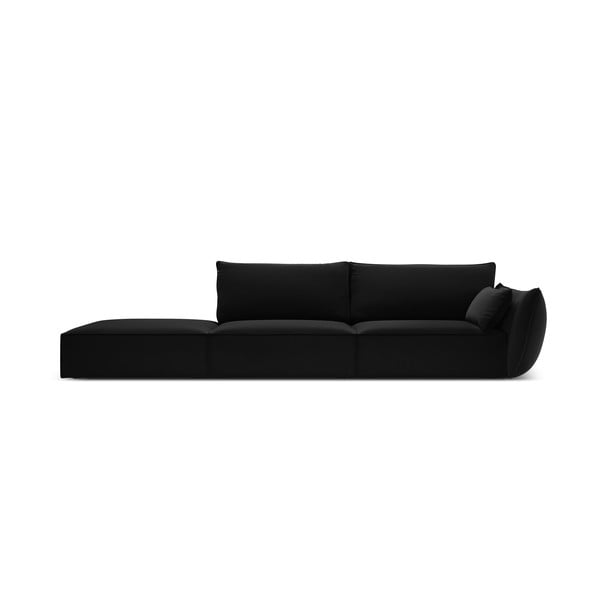 Juodos spalvos iš velveto sofa su dešiniuoju kampu 264 cm Vanda – Mazzini Sofas