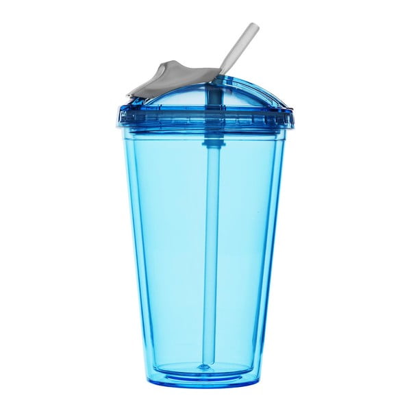 Mėlynas kokteilių puodelis su šiaudeliu "Sagaform