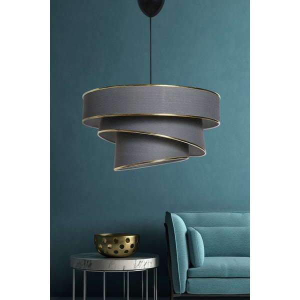 Kabantis šviestuvas antracito spalvos/auksinės spalvos ø 40 cm su tekstiliniu gaubtu Couper – Opviq lights-image-1